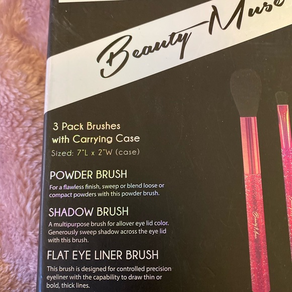 3-pc Makeup Brush Set with Purple Glitter Case NIB - Picture 4 of 4